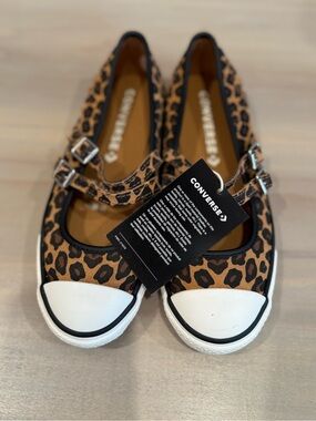 Converse Leopard Print Mary Jane Sneakers - Brown/White